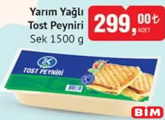 SEK YARIM YAĞLI TOST PEYNİRİ 1500 G